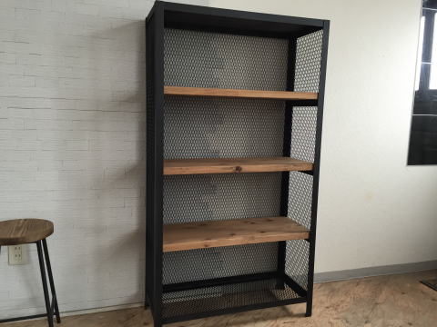アイアンクロスラック 棚 アイアン家具 鉄 網 天然木 無垢材 オーダー家具 いのか家具 アイアンクロスラック 棚 アイアン家具 鉄 網 天然木 無垢材 オーダー家具 いのか家具